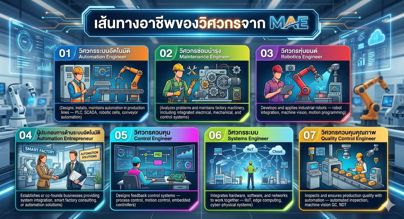 ภาพรวมเส้นทางอาชีพ 7 สาขาของวิศวกร MAE