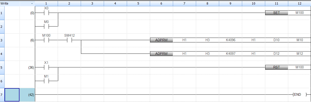 ADPRW instruction in GX Works3 Ladder