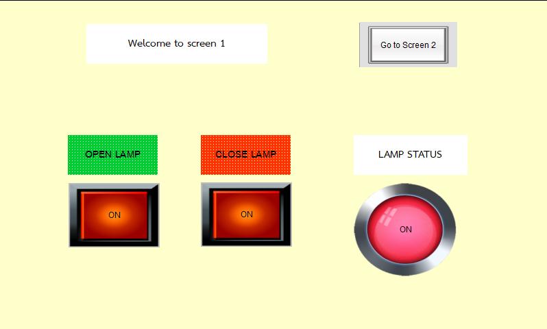 Samkoon HMI demo screen with lamps