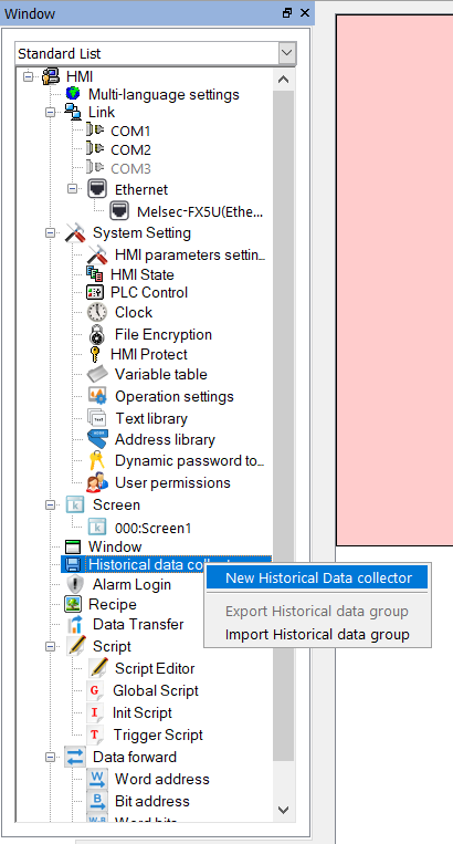 Samkoon HMI Editor project tree