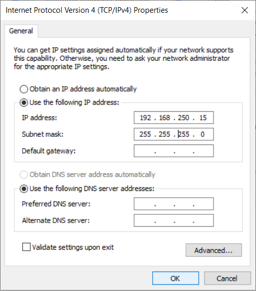 Windows TCP/IPv4 Properties