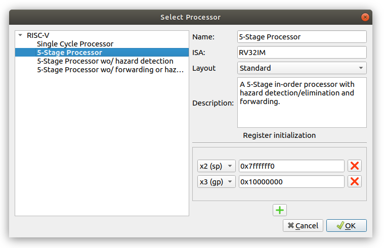 หน้าจอเลือก processor